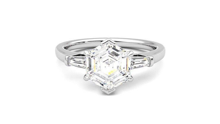 Taylor & Hart Mirror Hexagonal Engagement Ring 360 degree image 29