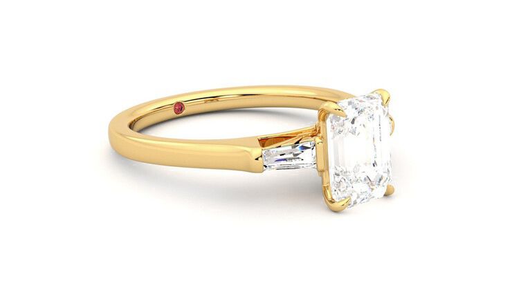 Taylor & Hart Mirror Emerald Engagement Ring 360 degree image 6