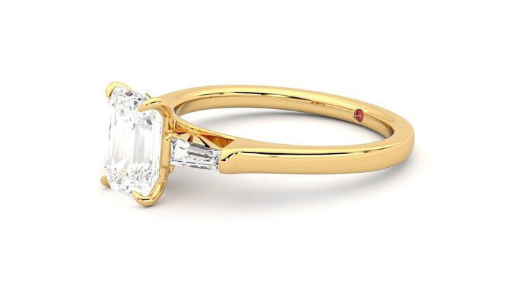 Taylor & Hart Mirror Emerald Engagement Ring 360 degree image 23