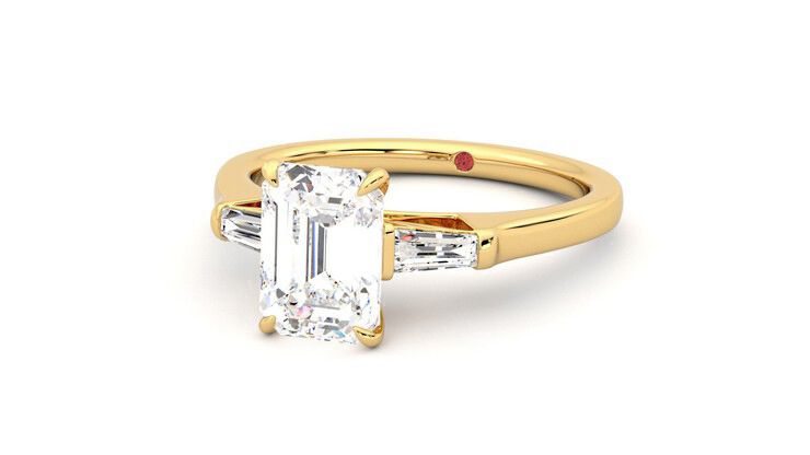 Taylor & Hart Mirror Emerald Engagement Ring 360 degree image 26
