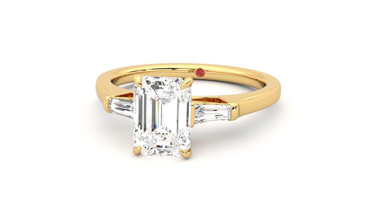 Taylor & Hart Mirror Emerald Engagement Ring 360 degree image 27