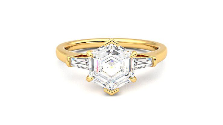 Taylor & Hart Mirror Hexagonal Engagement Ring 360 degree image 0