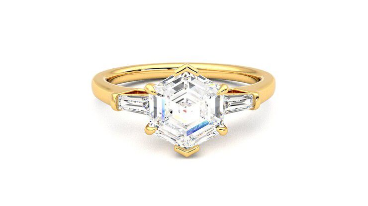 Taylor & Hart Mirror Hexagonal Engagement Ring 360 degree image 1
