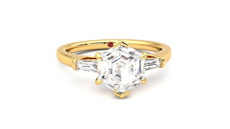 Taylor & Hart Mirror Hexagonal Engagement Ring 360 degree image 2