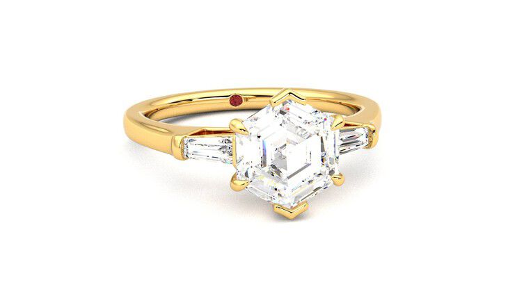 Taylor & Hart Mirror Hexagonal Engagement Ring 360 degree image 3