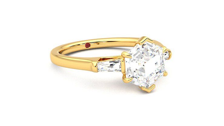 Taylor & Hart Mirror Hexagonal Engagement Ring 360 degree image 5