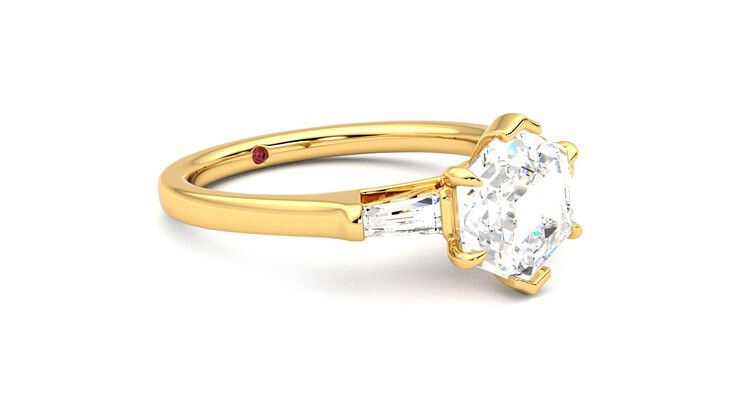 Taylor & Hart Mirror Hexagonal Engagement Ring 360 degree image 6