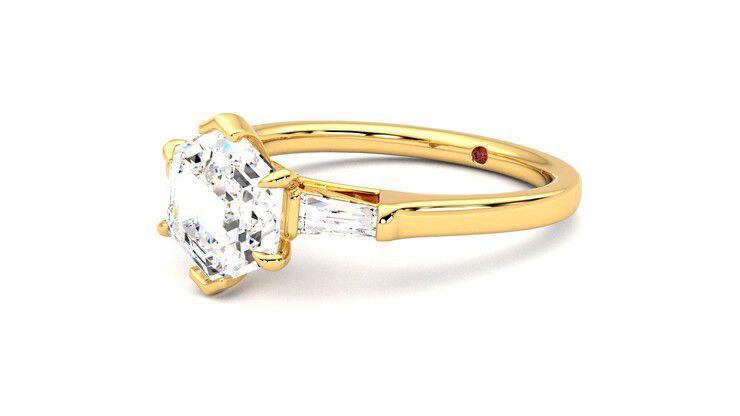 Taylor & Hart Mirror Hexagonal Engagement Ring 360 degree image 24