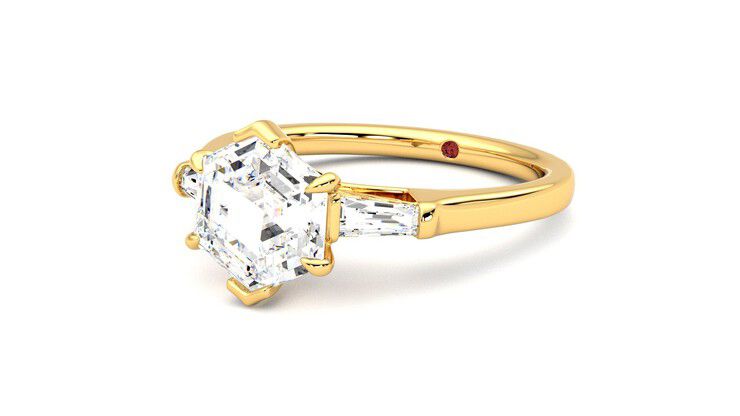 Taylor & Hart Mirror Hexagonal Engagement Ring 360 degree image 25