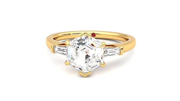 Taylor & Hart Mirror Hexagonal Engagement Ring 360 degree image 28