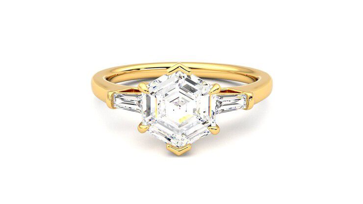 Taylor & Hart Mirror Hexagonal Engagement Ring 360 degree image 29