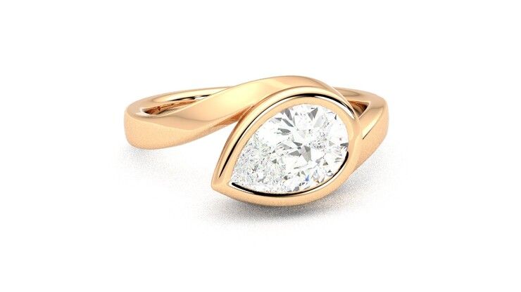 Taylor & Hart Nalu Pear Engagement Ring 360 degree image 3