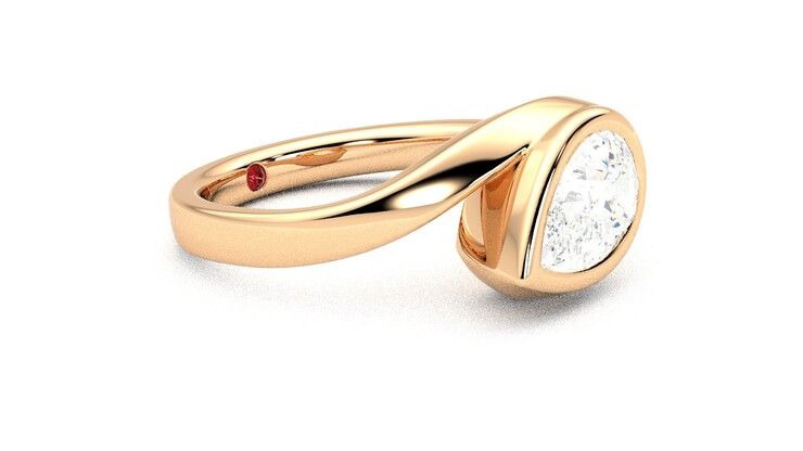 Taylor & Hart Nalu Pear Engagement Ring 360 degree image 7