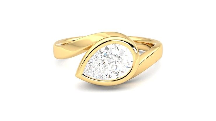 Taylor & Hart Nalu Pear Engagement Ring 360 degree image 0