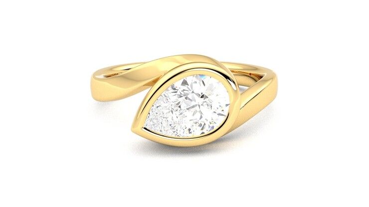 Taylor & Hart Nalu Pear Engagement Ring 360 degree image 1