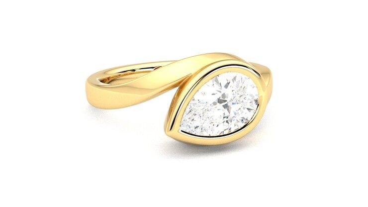 Taylor & Hart Nalu Pear Engagement Ring 360 degree image 4