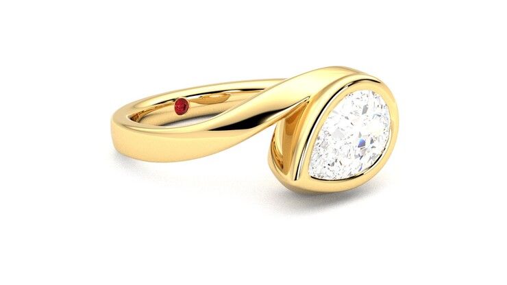 Taylor & Hart Nalu Pear Engagement Ring 360 degree image 6
