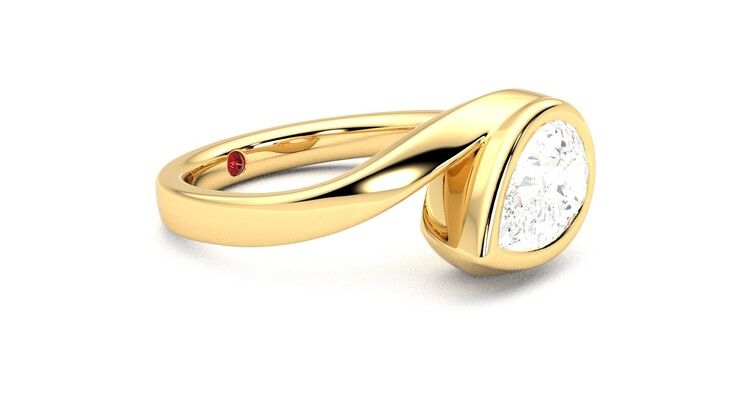 Taylor & Hart Nalu Pear Engagement Ring 360 degree image 7