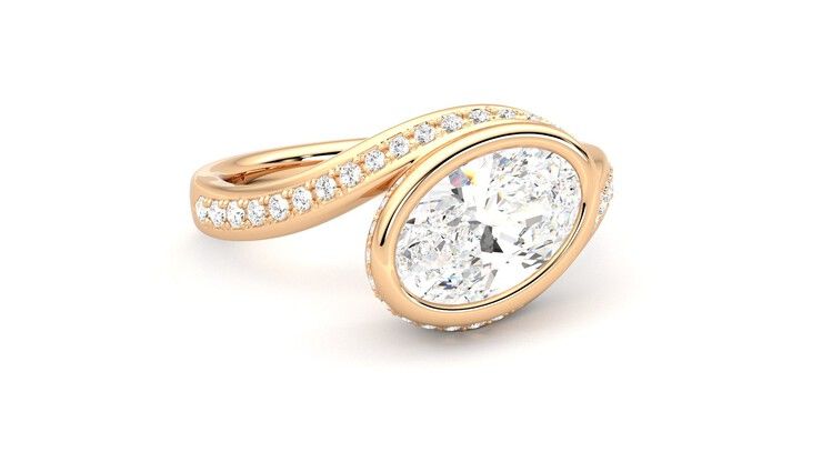 Taylor & Hart Nalu Oval Engagement Ring 360 degree image 4