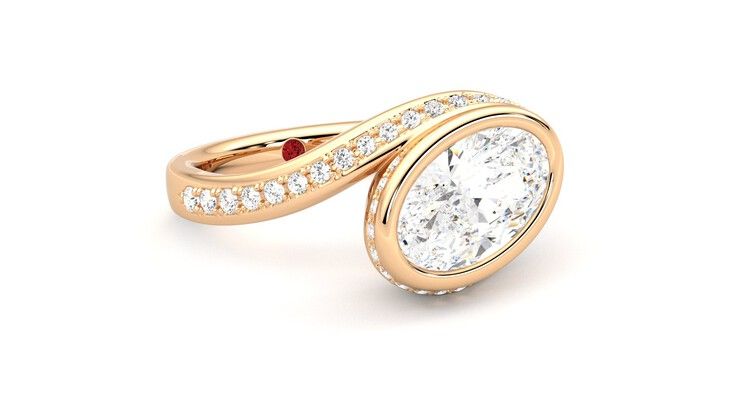 Taylor & Hart Nalu Oval Engagement Ring 360 degree image 5