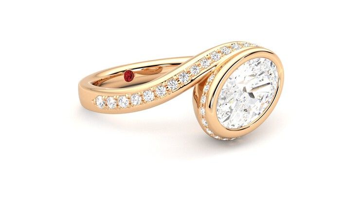 Taylor & Hart Nalu Oval Engagement Ring 360 degree image 6