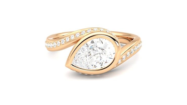 Taylor & Hart Nalu Pear Engagement Ring 360 degree image 0