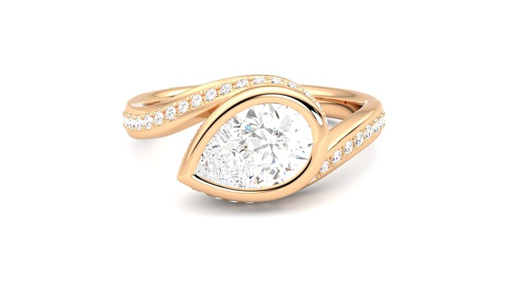 Taylor & Hart Nalu Pear Engagement Ring 360 degree image 0