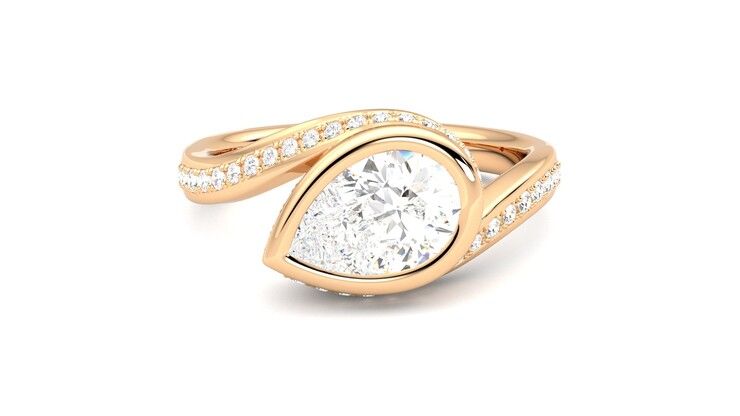 Taylor & Hart Nalu Pear Engagement Ring 360 degree image 1