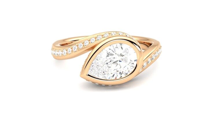 Taylor & Hart Nalu Pear Engagement Ring 360 degree image 2