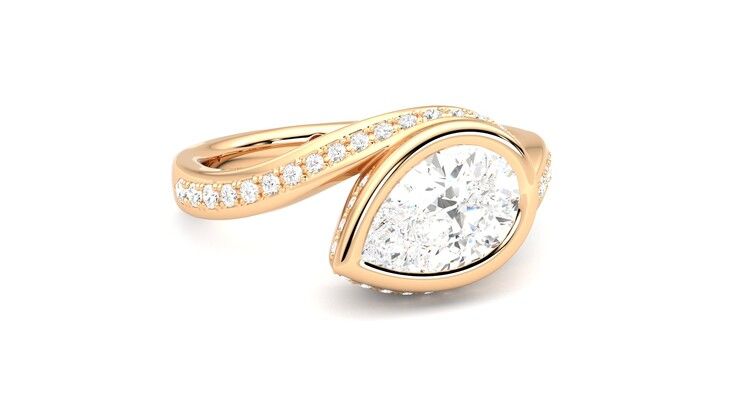 Taylor & Hart Nalu Pear Engagement Ring 360 degree image 4