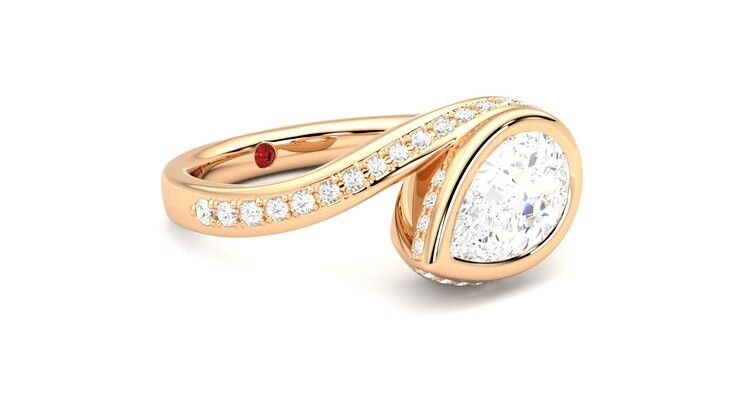 Taylor & Hart Nalu Pear Engagement Ring 360 degree image 6