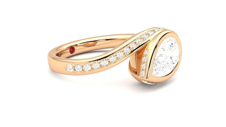 Taylor & Hart Nalu Pear Engagement Ring 360 degree image 7