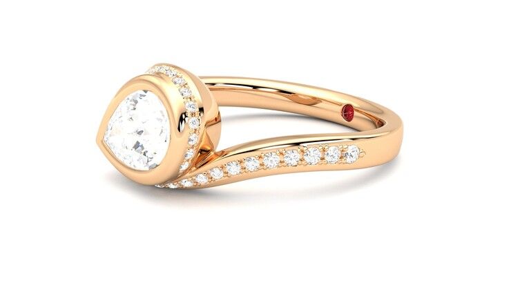 Taylor & Hart Nalu Pear Engagement Ring 360 degree image 23