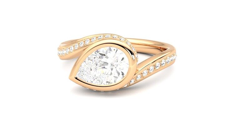 Taylor & Hart Nalu Pear Engagement Ring 360 degree image 27