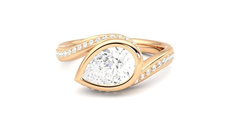Taylor & Hart Nalu Pear Engagement Ring 360 degree image 28
