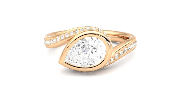 Taylor & Hart Nalu Pear Engagement Ring 360 degree image 28