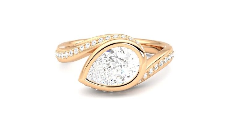 Taylor & Hart Nalu Pear Engagement Ring 360 degree image 29