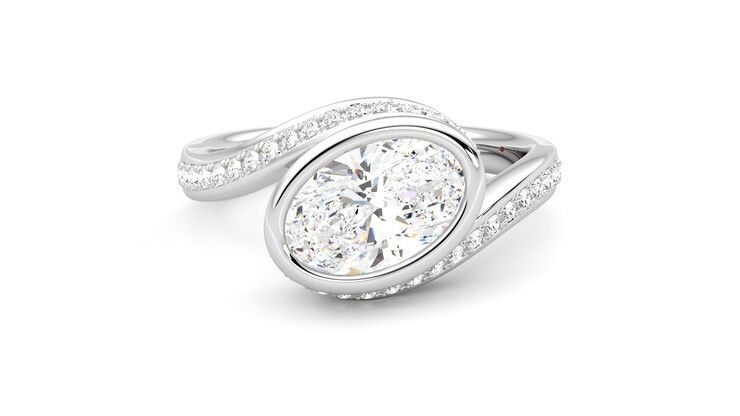 Taylor & Hart Nalu Oval Engagement Ring 360 degree image 1