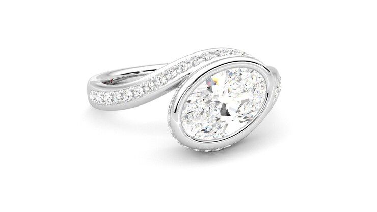 Taylor & Hart Nalu Oval Engagement Ring 360 degree image 4