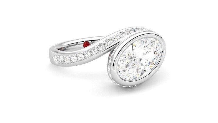 Taylor & Hart Nalu Oval Engagement Ring 360 degree image 5