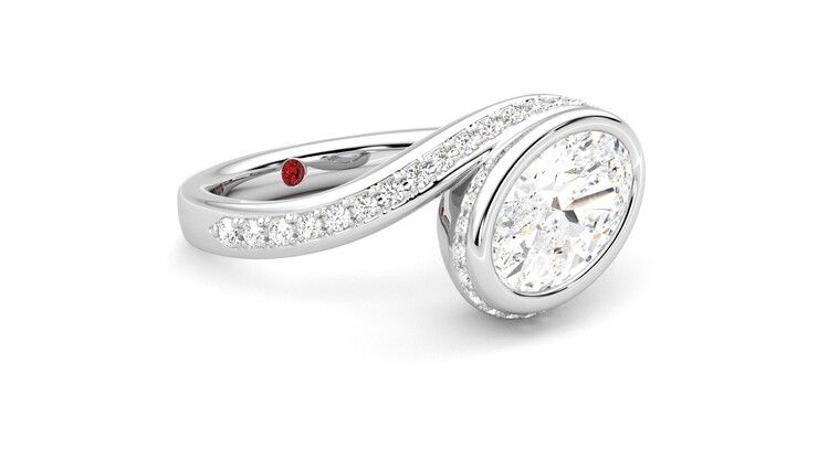 Taylor & Hart Nalu Oval Engagement Ring 360 degree image 6