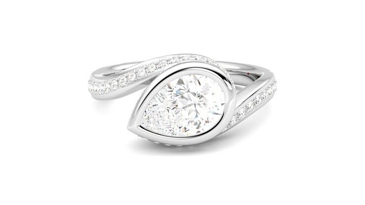 Taylor & Hart Nalu Pear Engagement Ring 360 degree image 0