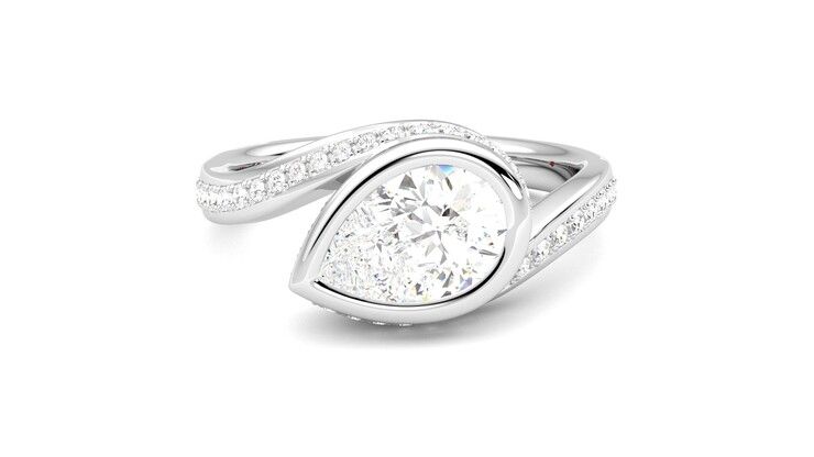 Taylor & Hart Nalu Pear Engagement Ring 360 degree image 1