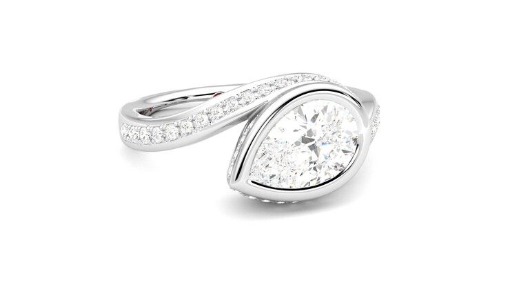 Taylor & Hart Nalu Pear Engagement Ring 360 degree image 4
