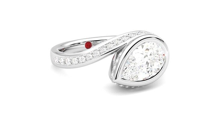 Taylor & Hart Nalu Pear Engagement Ring 360 degree image 5