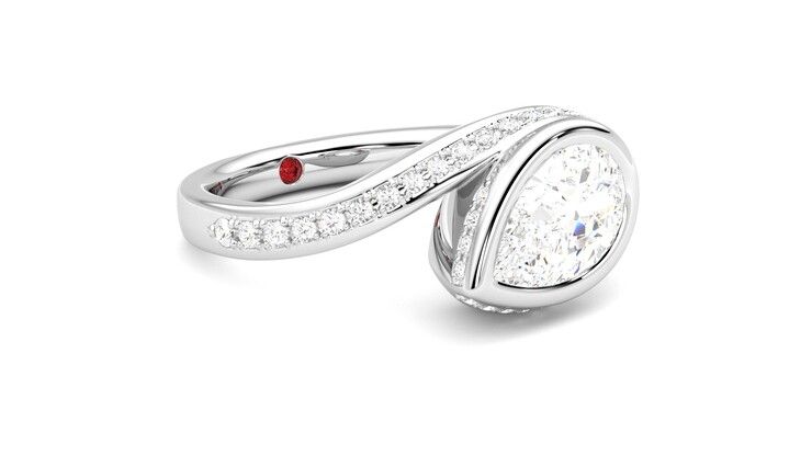 Taylor & Hart Nalu Pear Engagement Ring 360 degree image 6
