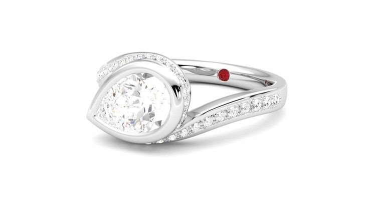 Taylor & Hart Nalu Pear Engagement Ring 360 degree image 25