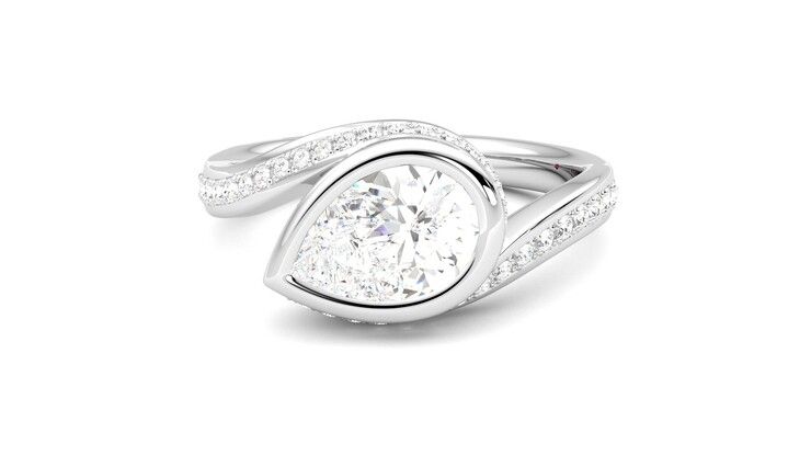 Taylor & Hart Nalu Pear Engagement Ring 360 degree image 28