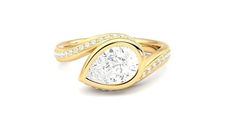 Taylor & Hart Nalu Pear Engagement Ring 360 degree image 0