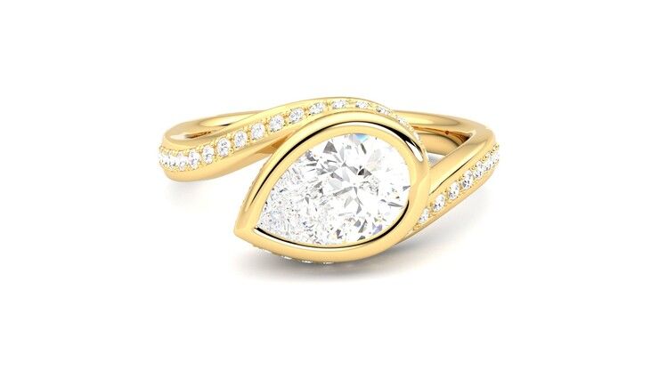 Taylor & Hart Nalu Pear Engagement Ring 360 degree image 1